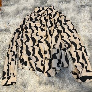 Tan Long Sleeve Button Down Blouse